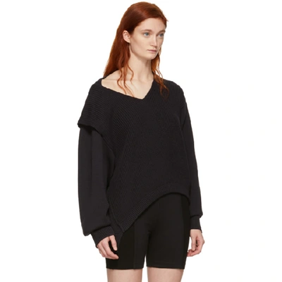 Shop Alexander Wang T Alexanderwang.t Black Utility V-neck Sweater