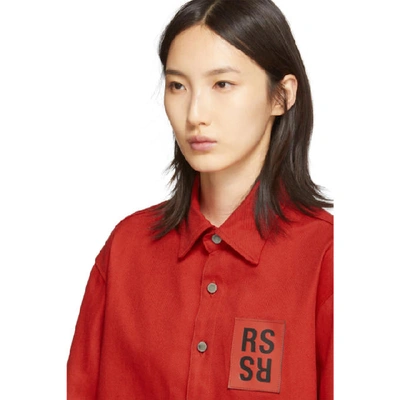 Shop Raf Simons Red Denim Slim Fit Shirt In 00030 Red