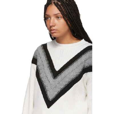 Shop See By Chloé See By Chloe White And Grey Wool Cable Knit Sweater In 20g Argilbr