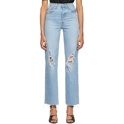Shop Levi's Blue Ribcage Straight Jeans In Tango Swing