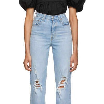 Shop Levi's Blue Ribcage Straight Jeans In Tango Swing