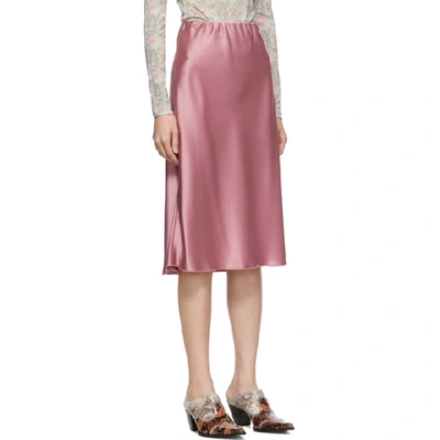 Shop Nanushka Pink Satin Zarina Slip Skirt In Rose