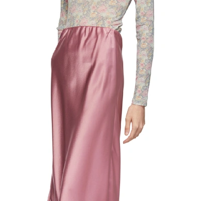 Shop Nanushka Pink Satin Zarina Slip Skirt In Rose