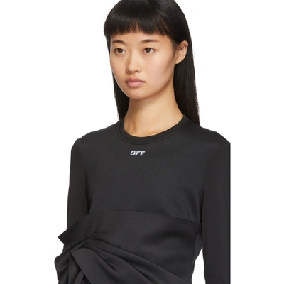 Shop Off-white Black Wrap Long Sleeve T-shirt In Black/white