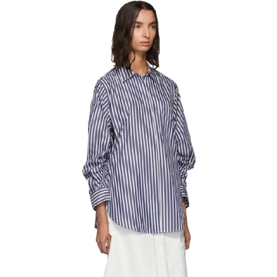 Shop 3.1 Phillip Lim Blue And White Gathered Sleeves Shirt In Bl461 Bl/wh