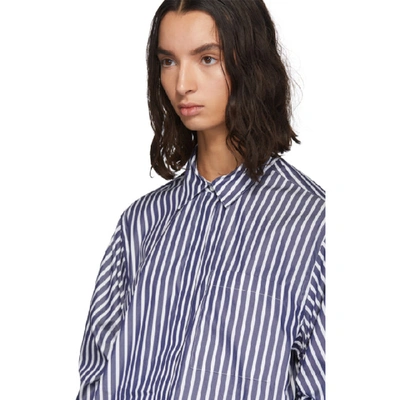 Shop 3.1 Phillip Lim Blue And White Gathered Sleeves Shirt In Bl461 Bl/wh