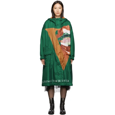 Shop Undercover Green Valentino Edition Sherpa Hood Coat