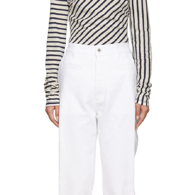 Shop Loewe White Fisherman Jeans In 2100 White