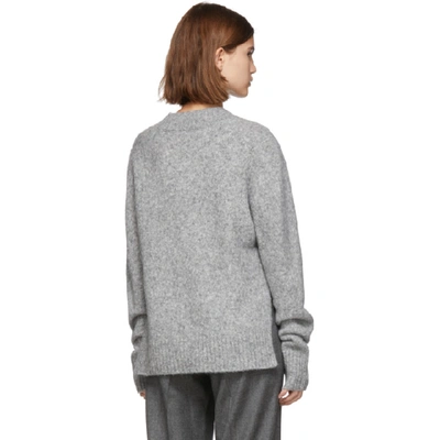 Shop Helmut Lang Grey Wool And Alpaca Brushed V-neck Tie Sleeve Sweater In Ash