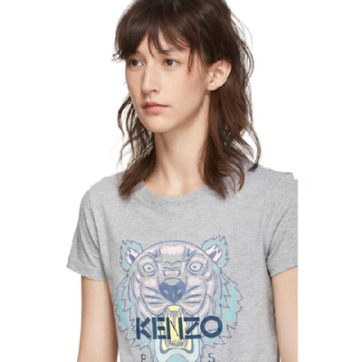 Shop Kenzo Grey Classic Tiger Head T-shirt In 94 Pearlgry