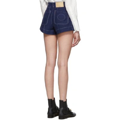 Shop Chloé Chloe Blue A-line Shorts In 401 Deep Bl