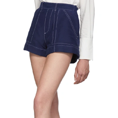 Shop Chloé Chloe Blue A-line Shorts In 401 Deep Bl