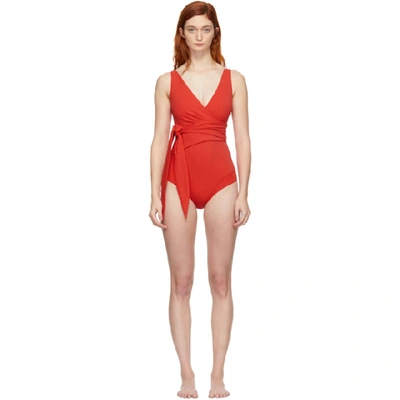 Shop Lisa Marie Fernandez Red Dree Louise One-piece Swimsuit In Tomato