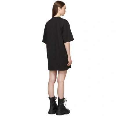 Shop Msgm Black Paint Brushed Logo T-shirt Dress In 99 Black