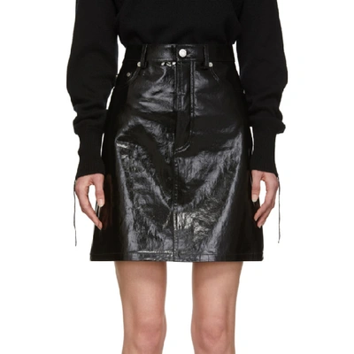 Shop Helmut Lang Black Patent Leather Five-pocket Miniskirt