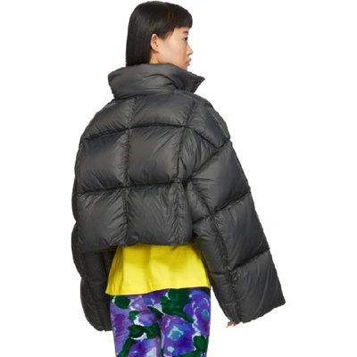 Shop Off-white Black Down 3d Cropped Puffer Jacket In Anthracite