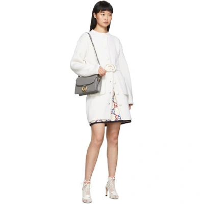 Shop Gucci White Belted Cardigan In Ivory