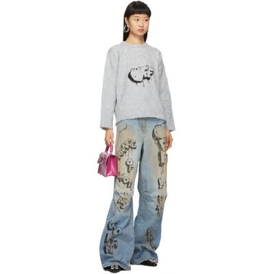 Shop Off-white Silver Bubble Off Sweater In Silver/blk