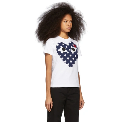 Shop Comme Des Garçons Play White & Red Polka Dot Heart T-shirt