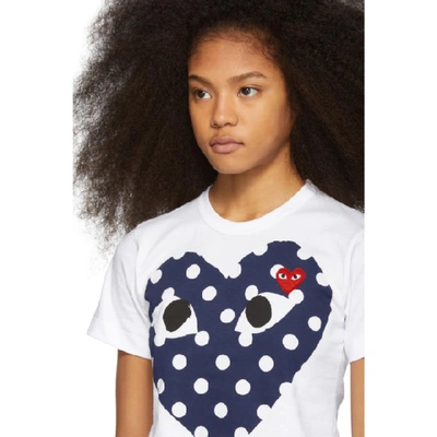 Shop Comme Des Garçons Play White & Red Polka Dot Heart T-shirt