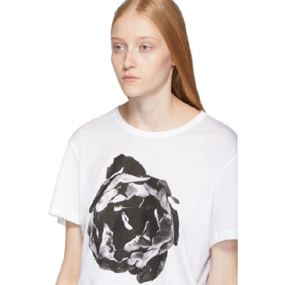 Shop Ann Demeulemeester White Flower Print T-shirt In White/black