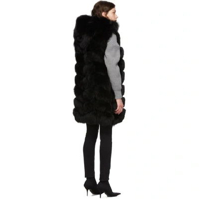 Shop Yves Salomon Black Fox Fur Long Vest In C99 Noir