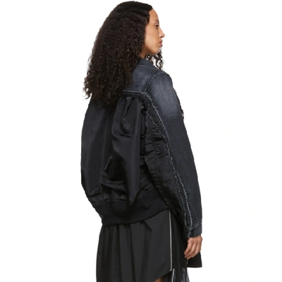 Shop Sacai Black Denim Nylon Back Jacket In 002 Black