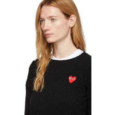 Shop Comme Des Garçons Play Comme Des Garcons Play Black Wool Heart Patch Sweater