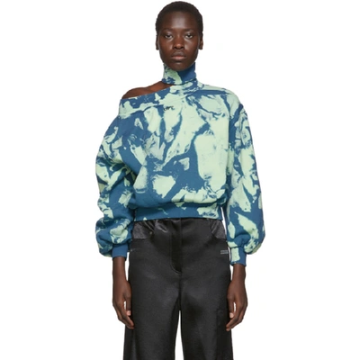 Shop Off-white Blue And Green Tie-dye Trashed Sweatshirt In Gasoline Wh