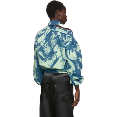 Shop Off-white Blue And Green Tie-dye Trashed Sweatshirt In Gasoline Wh
