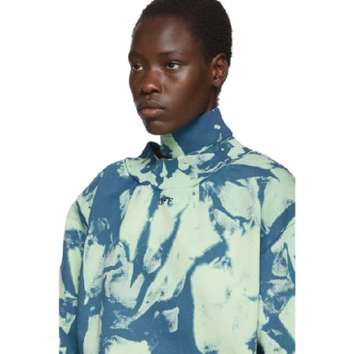 Shop Off-white Blue And Green Tie-dye Trashed Sweatshirt In Gasoline Wh