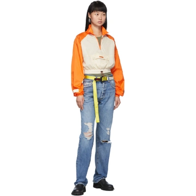 Shop Heron Preston Beige And Orange Crop Windbreaker In Nude/orange