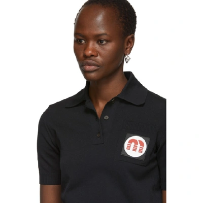 Shop Miu Miu Black Logo Patch Polo