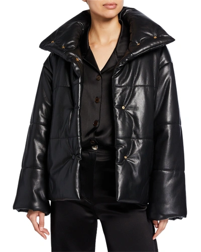 Shop Nanushka Hide Vegan Leather Puffer Jacket In Black