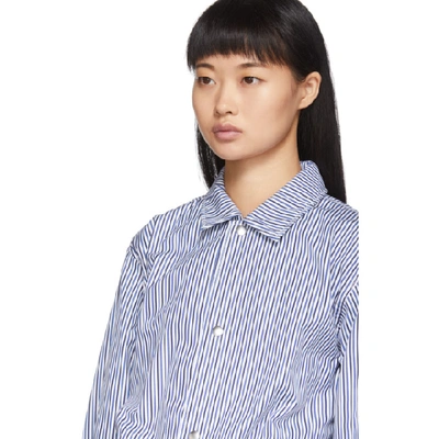 Shop Comme Des Garçons Shirt Comme Des Garcons Shirt Blue And White Striped Coach Jacket In 1 Stripe1
