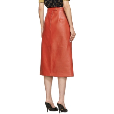 Shop Gucci Red Lambskin Skirt In 7095 Red