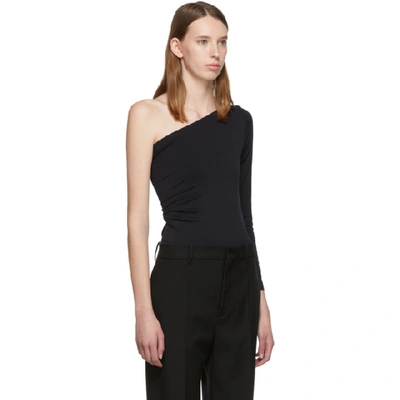 Shop Helmut Lang Black One-shoulder Long Sleeve T-shirt