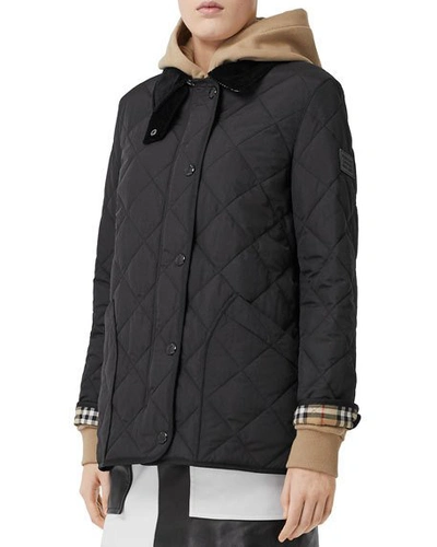 Shop Burberry Cotswold Quilted Barn Jacket, Black