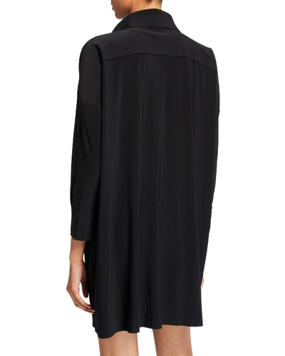 Shop Norma Kamali Boxy Coverup Beach Shirt In Black