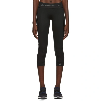 Shop Adidas By Stella Mccartney Black Three-quarters Performance Essentials Leggings