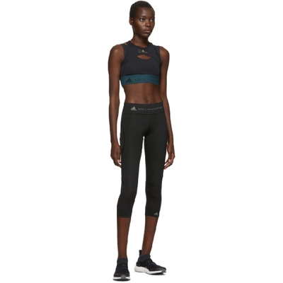 Shop Adidas By Stella Mccartney Black Three-quarters Performance Essentials Leggings