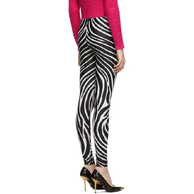 Shop Versace Black And White Zebra Print Leggings In A7008 Zebra