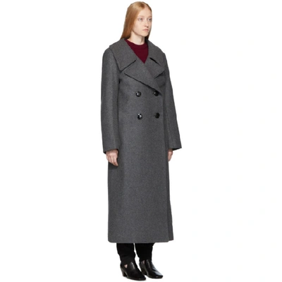 Shop Lemaire Grey Long Coat In 968 Dark Gr