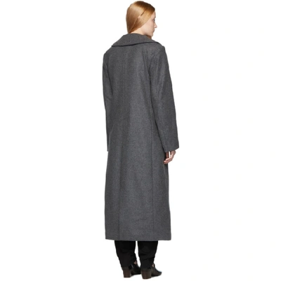Shop Lemaire Grey Long Coat In 968 Dark Gr