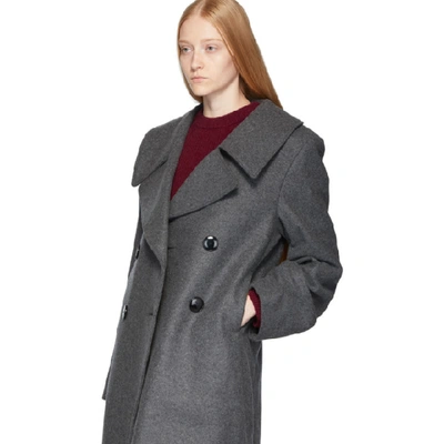 Shop Lemaire Grey Long Coat In 968 Dark Gr