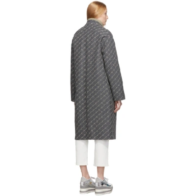 Shop Stella Mccartney Grey Wool Monogram Coat In 1165 Granit