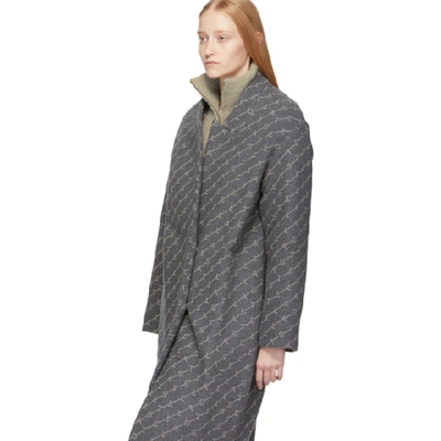 Shop Stella Mccartney Grey Wool Monogram Coat In 1165 Granit