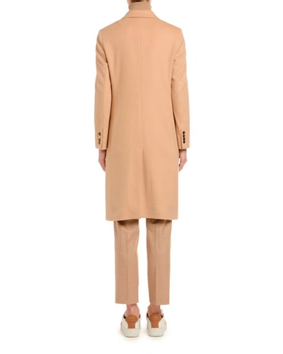 Shop Agnona Cashmere Single-breasted Slim Coat, Camel
