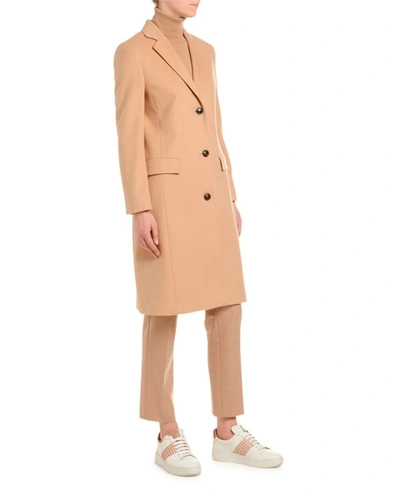 Shop Agnona Cashmere Single-breasted Slim Coat, Camel