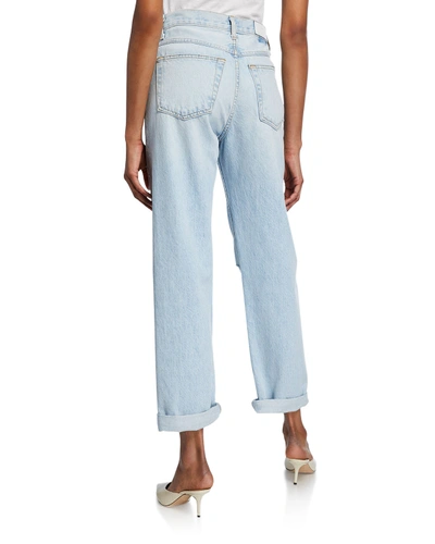Shop Re/done The 90s Double-yoke Distressed Jeans In Light Blue